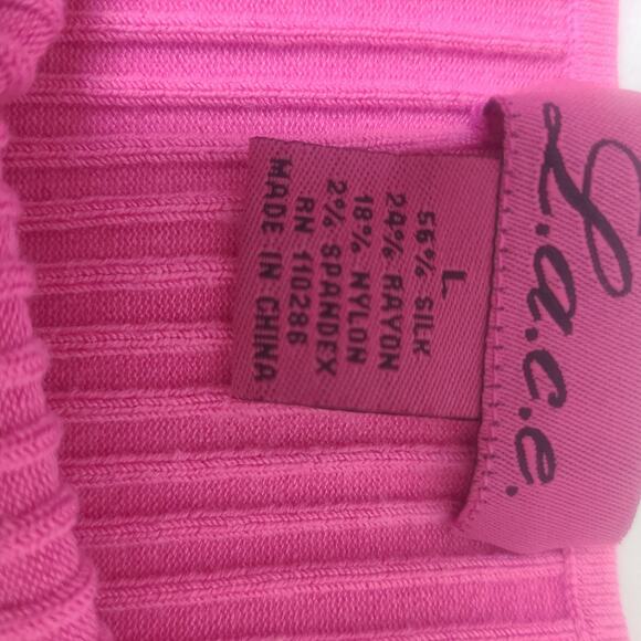 Y2K Ribbed Knit Long Sleeve Top Laced Caged Sleeves Silk Blend Large - Picture 9 of 9